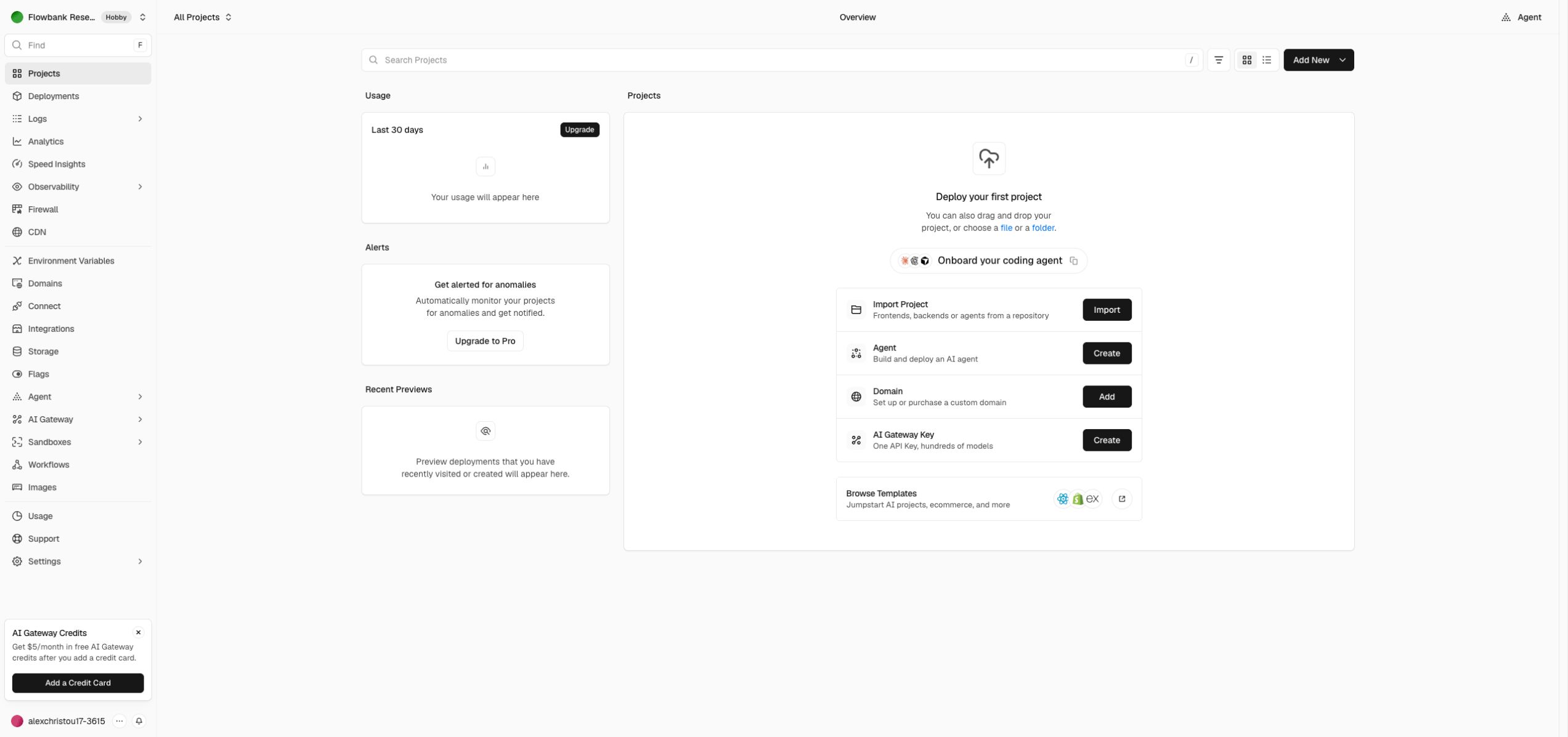 Vercel product interface